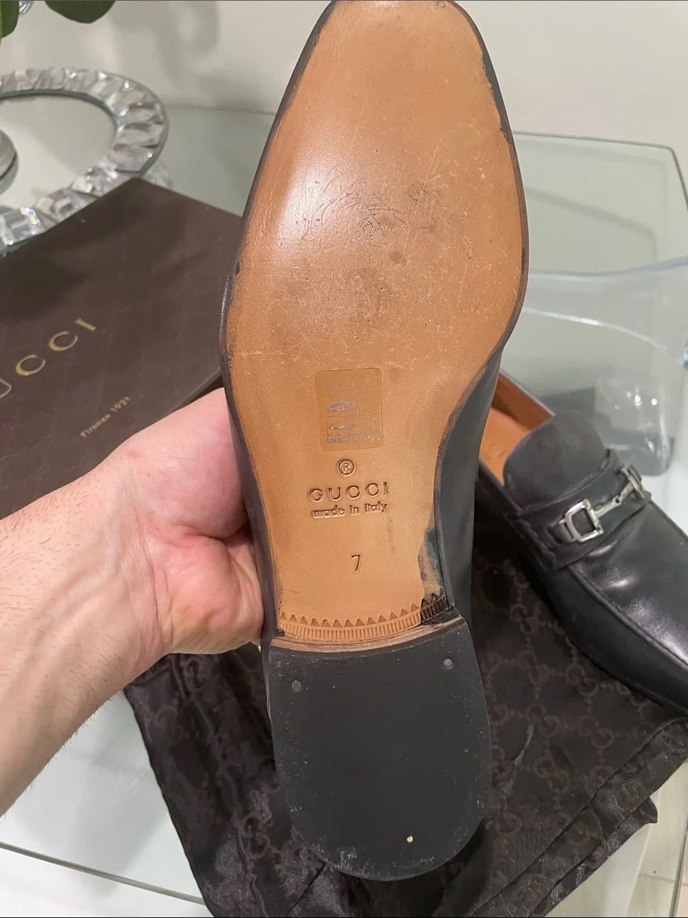 Gucci Black Leather Men's Bit-Detail Slip-Ons - Picture 3 of 3